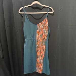 LC Lauren Conrad Teal Dress with Orange Multi-Print Panel